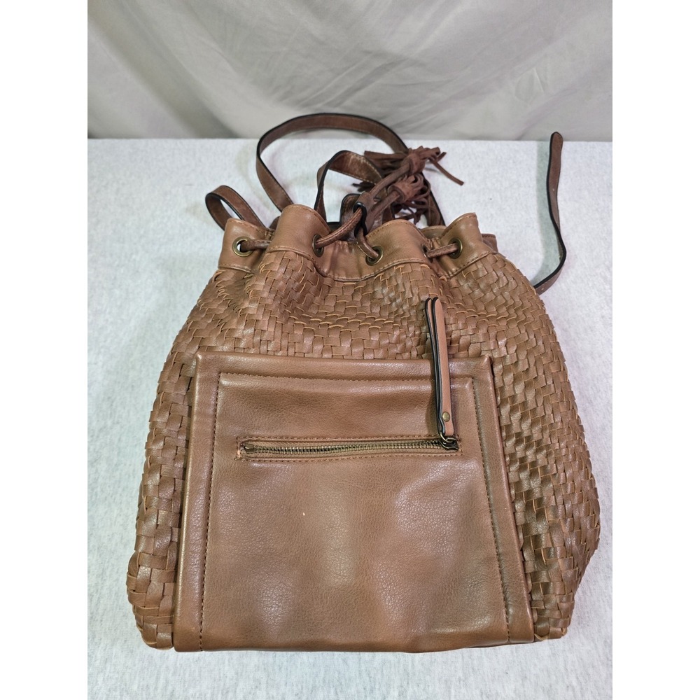 Alter'd State Leather Purse Backpack Rope‎ Top Sinch Strap Shoulder Bag Brown